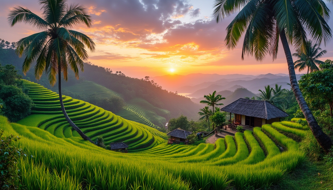 explorez les rizières spectaculaires autour d'ubud à bali, un incontournable pour les amoureux de la nature. découvrez des paysages à couper le souffle, imprégnez-vous de la culture balinaise et terminez votre voyage par des souvenirs inoubliables.