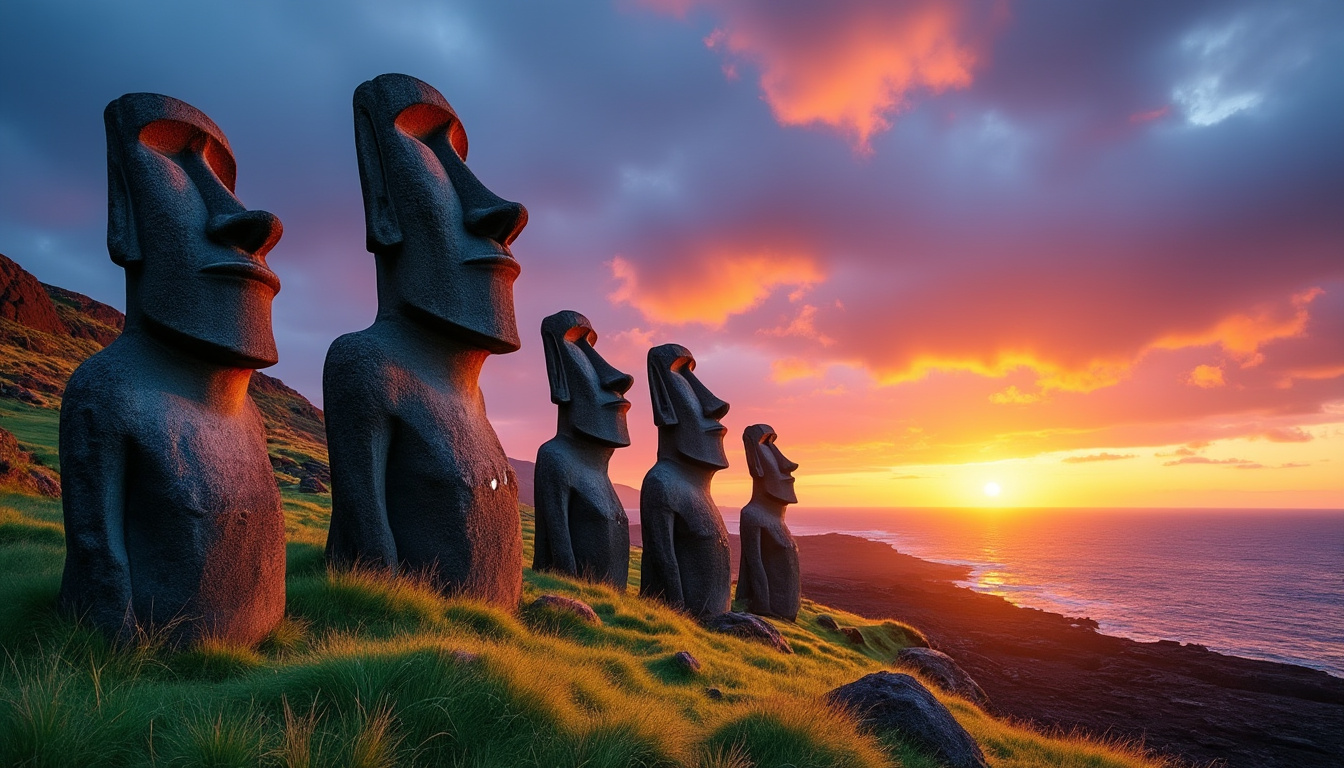 explorez l'île de pâques, une merveille du chili, célèbre pour ses mystérieuses statues moai, ses paysages époustouflants et sa culture fascinante. plongez dans l'histoire ancienne et vivez une aventure inoubliable au cœur du pacifique.