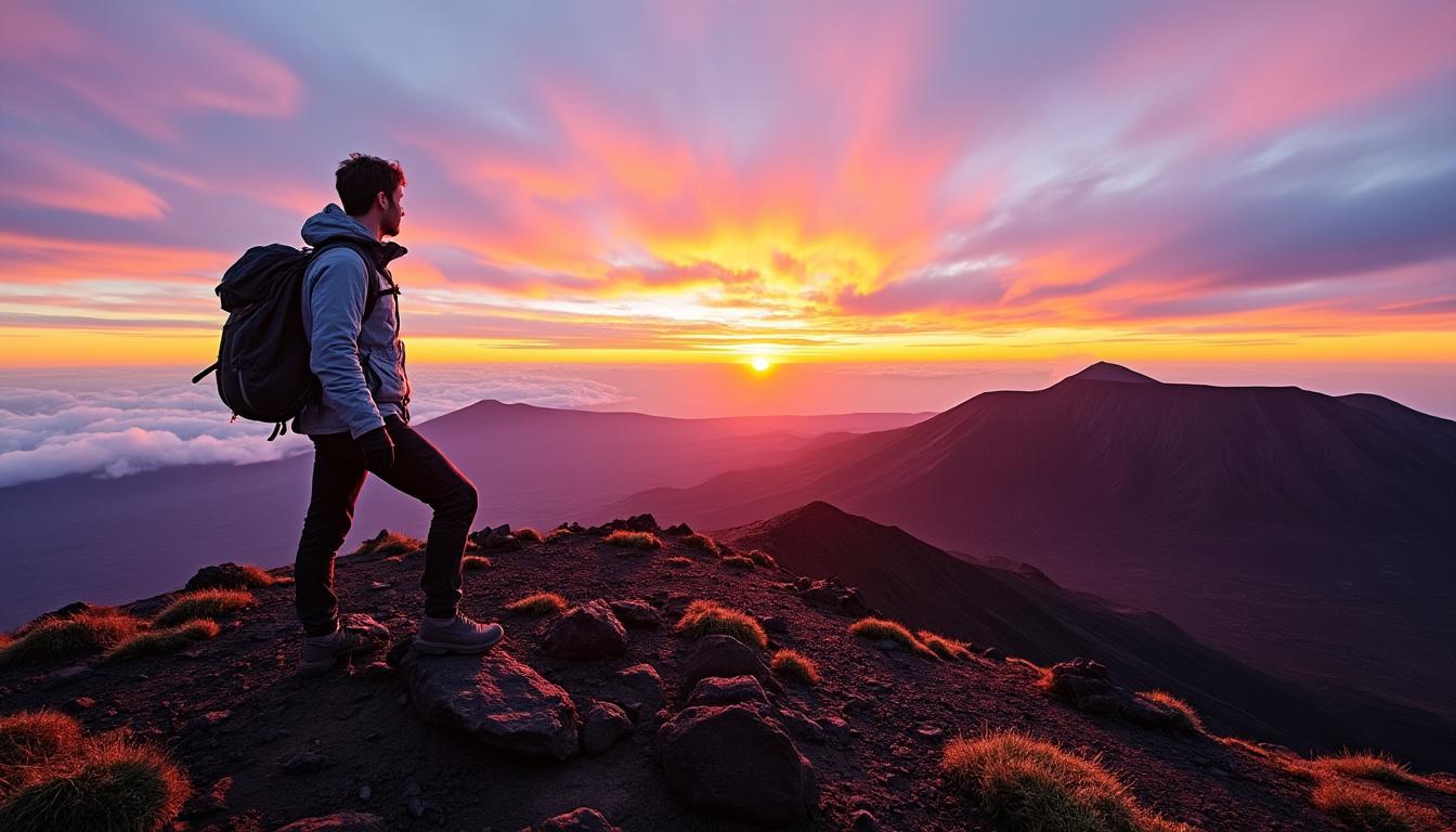 découvrez les paysages époustouflants du volcan haleakala à hawaii, où majestueux levers de soleil vous attendent. plongez dans cette expérience inoubliable, mêlant nature sauvage et sérénité, pour un réveil inoubliable au cœur des îles paradisiaques.