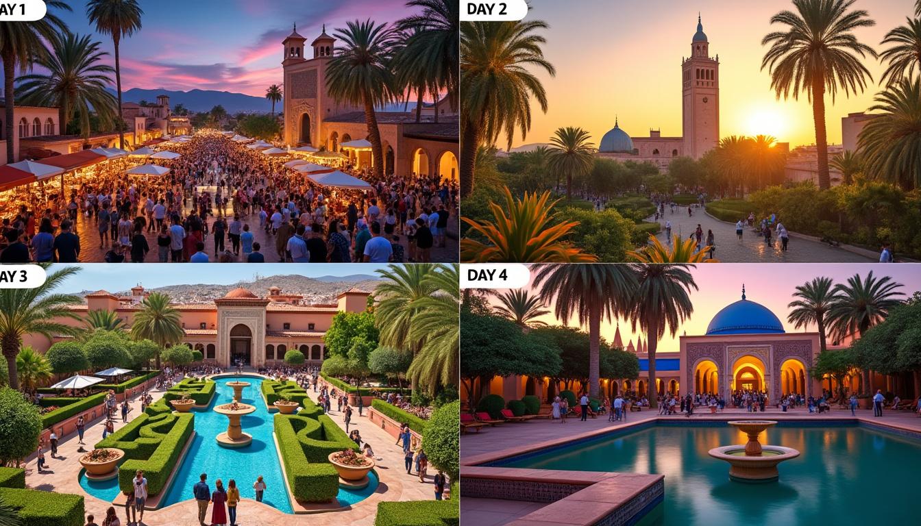 partez à la découverte de marrakech grâce à cet itinéraire de 4 jours : sites incontournables, conseils pratiques et meilleures adresses pour profiter pleinement de la perle du maroc.