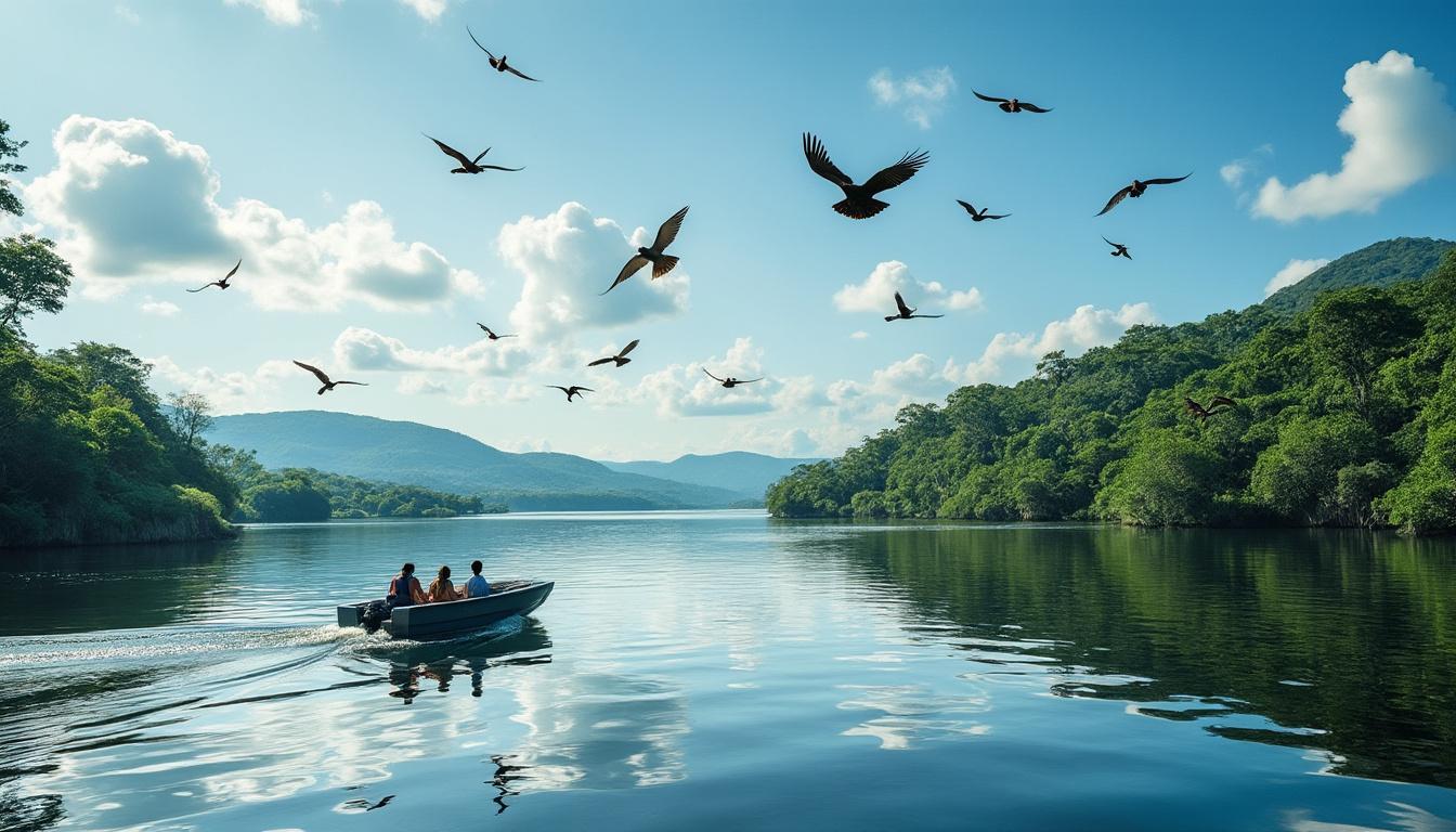 découvrez le lac gatun au panama lors d'une aventure en bateau inoubliable au cœur de la nature. explorez sa biodiversité exceptionnelle et vivez une expérience unique entre jungle luxuriante et eaux paisibles.